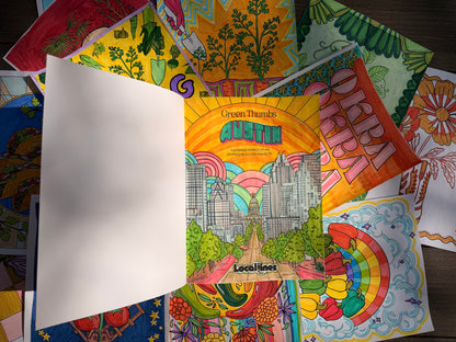 Colorful children's books with various designs on a wooden surface